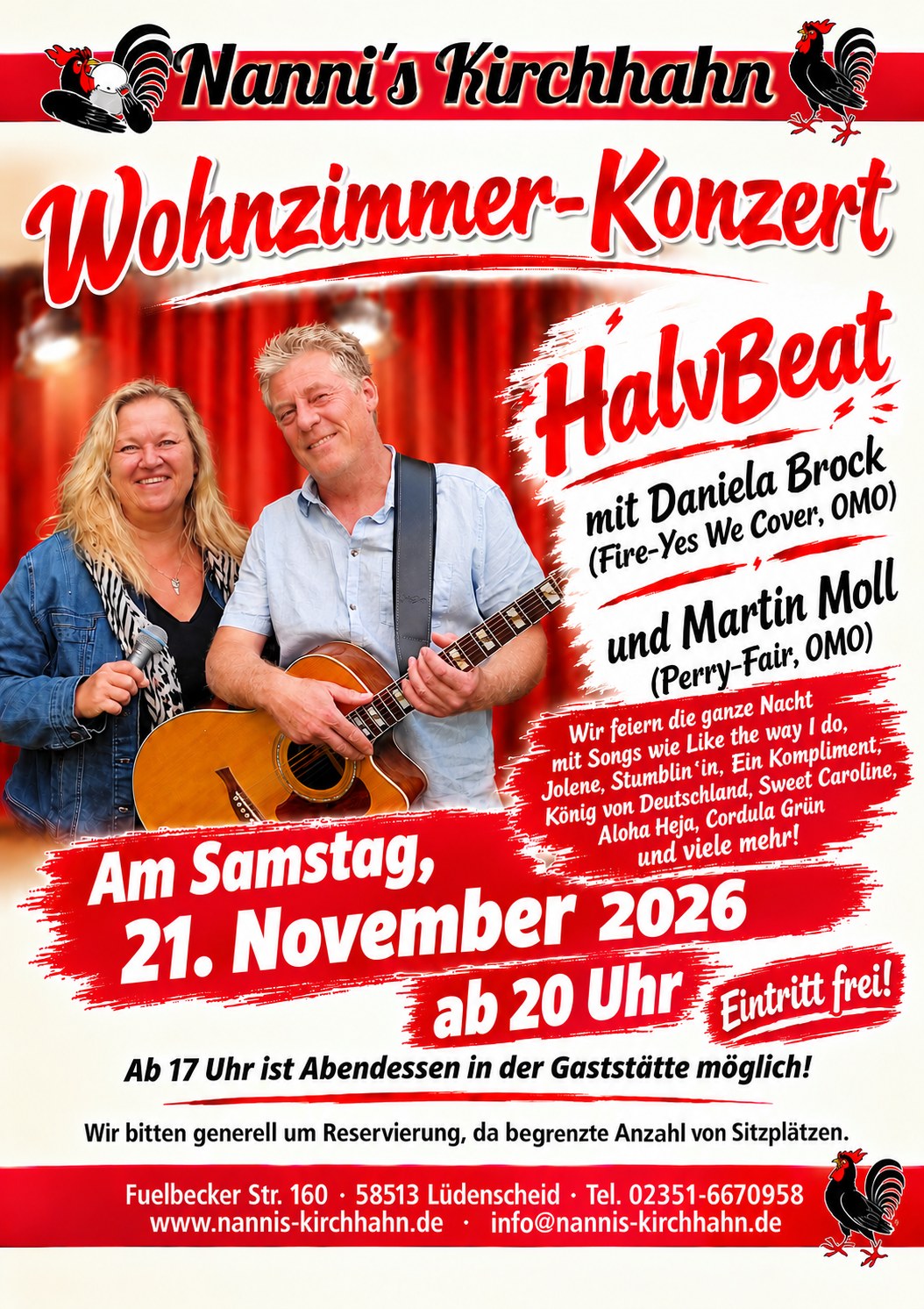 Plakat Wohnzimmer-Konzert mit HalvBeat am 21. November 2026 im Kirchhahn